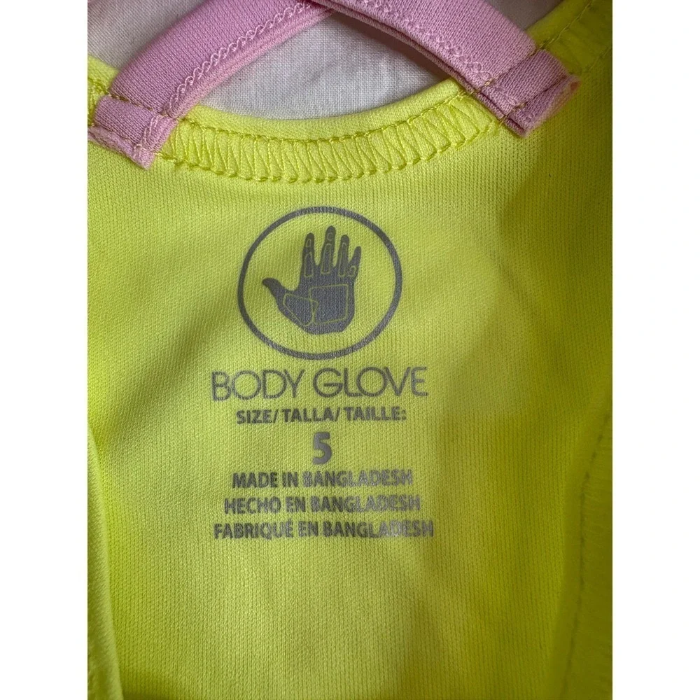 Body Glove Kids Girls 3 Piece Athletic Set Neon Yellow Tank Shorts Size 5